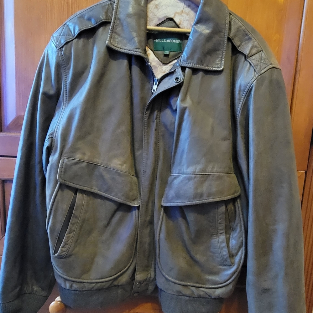 Hill and Archer Leather Bomber Jacket